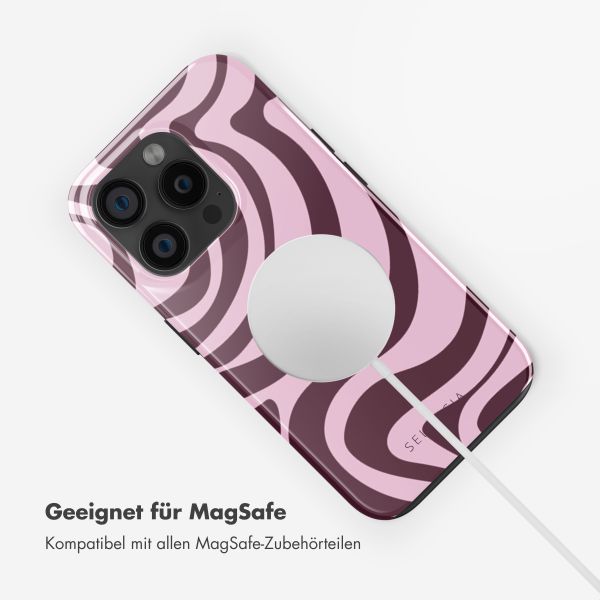 Selencia Vivid Tough Back Cover MagSafe für das iPhone 15 Pro - Wavy Swirl Pink Plum