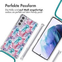 imoshion Design Hülle mit Band Samsung Galaxy S21 Plus - Jellyfish Watercolor