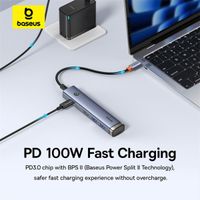 Baseus UltraJoy Air 6-in-1 USB-C Hub - 4K 60Hz - 100 Watt Laden - Dockingstation - Space Grey