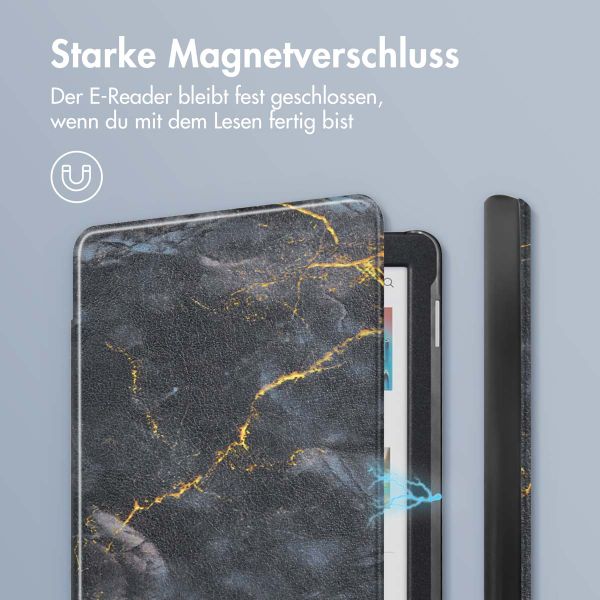 imoshion Design Slim Hard Case Sleepcover für das Kobo Clara Colour / Clara BW / Tolino Shine 5 / Shine Color - Black Marble