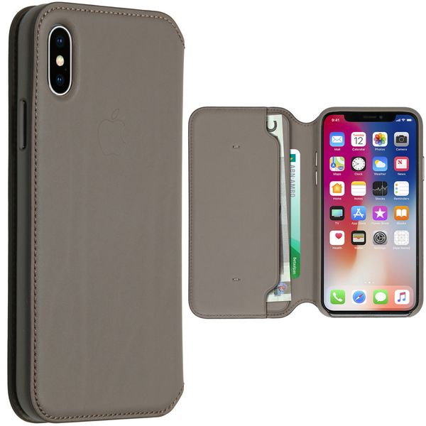 Apple Leather Folio Klapphülle Beige für das Apple iPhone X / Xs