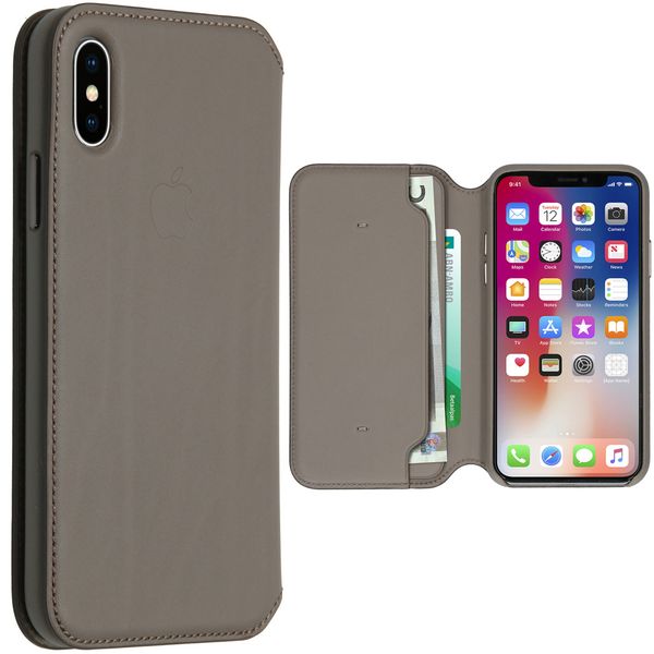 Apple Leather Folio Klapphülle Beige für das iPhone X / Xs