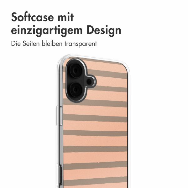 imoshion Design Hülle Apple iPhone 16 - Striped peach reverse