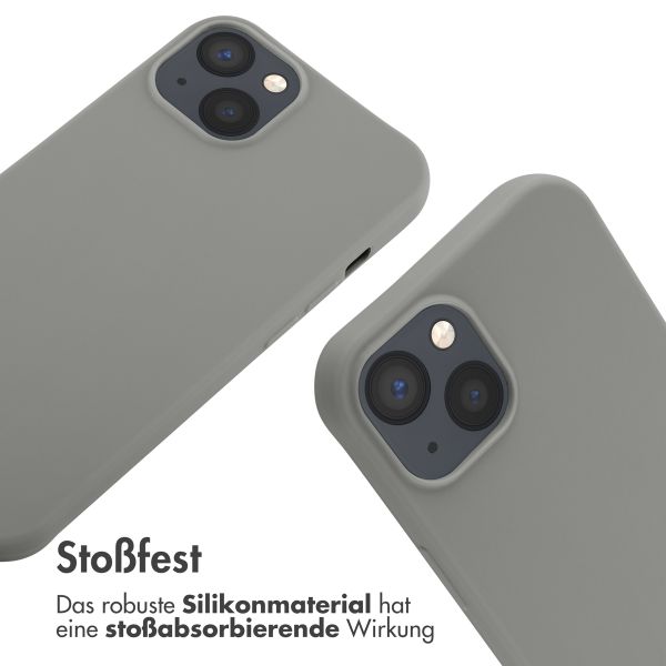 imoshion Silikonhülle mit Band für das iPhone 13 - Hellgrau