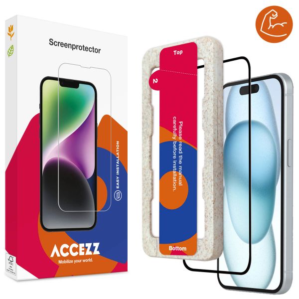 Accezz Dreifach starke Full Cover Schutzfolie mit Applikator für das iPhone 15 Plus - Transparent