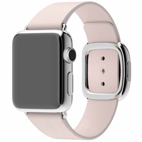 Apple Leather Band Modern Buckle für die Apple Watch Series 1 bis 9 / SE (38/40/41 mm) | Series 10 (42 mm) - Größe S - Blush