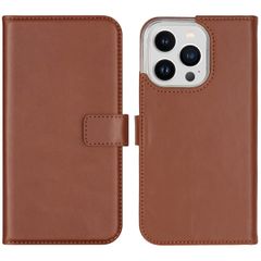 Selencia Echtleder Klapphülle Apple iPhone 14 Pro - Hellbraun