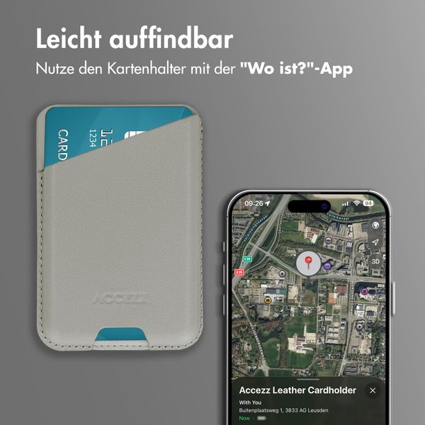 Accezz Magnetischer Lederkartenhalter - Geeignet für Apple Find My - Light Grey
