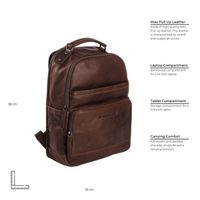 The Chesterfield Brand Austin Laptop Rucksack 14 Zoll - Echtes Leder - Dunkelbraun