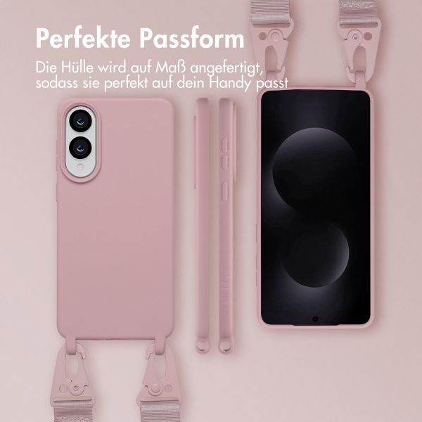 Selencia SilikonHülle mit abnehmbarem Band Samsung Galaxy S25 Edge - Sand Pink