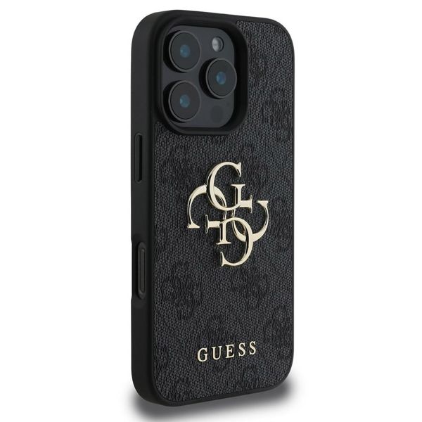 Guess 4G Metal Logo Back Cover für das iPhone 16 Pro - Schwarz