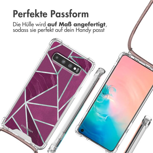 imoshion Design Hülle mit Band für das Samsung Galaxy S10 - Bordeaux Graphic