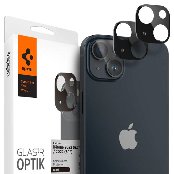 Spigen GLAStR Kameraprotektor aus Glas 2er-Pack für das iPhone 14 / 14 Plus - Schwarz