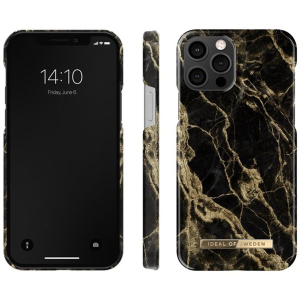 iDeal of Sweden Fashion Back Case iPhone 12 (Pro) - Golden Smoke Marble