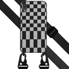 Selencia SilikonHülle design mit abnehmbarem Band Apple iPhone Xr - Irregular Check Black
