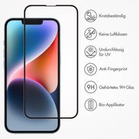 Accezz Vollflächige Schutzfolie aus gehärtetem Glas mit Applikator für das iPhone 13 / 13 Pro / 14 / SE 4 - Transparent