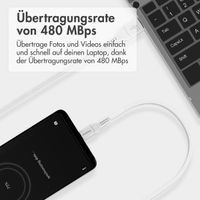 imoshion Braided USB-C-zu-USB-A Kabel - 1,5 Meter - Weiß