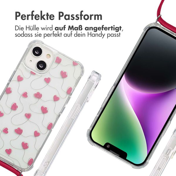 imoshion Design Hülle mit Band Apple iPhone 14 - Dusty Rose Connected Hearts