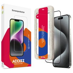 Accezz Vollflächige Schutzfolie aus gehärtetem Glas mit Applikator Apple iPhone 15 Pro Max