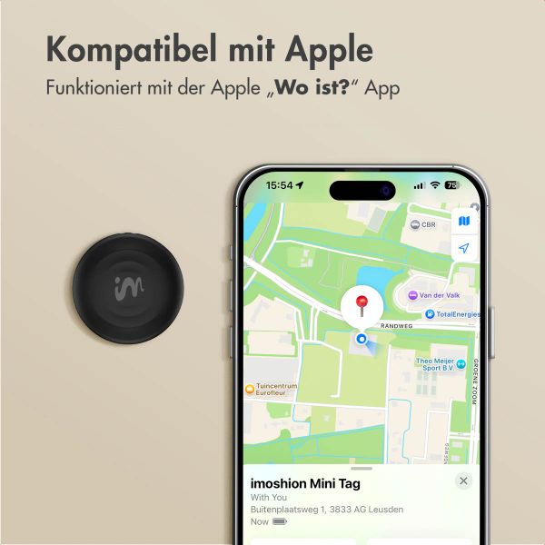 imoshion Mini Tag - GPS-Tracker für iOS - 2 pack - Schwarz