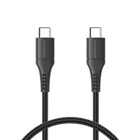 imoshion ﻿Mini-Autoladegerät - 2 Anschlüsse – USB-A–Schnellaufladung – USB-C-Stromversorgung - 60 Watt – Schwarz + Geflochtenes USB-C zu USB-C Kabel - 1 Meter - Schwarz