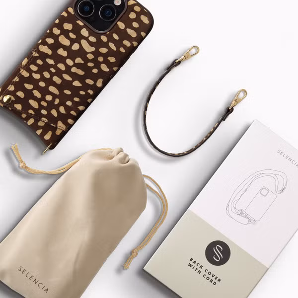 Selencia Nova Echtleder Backcover mit Kartenhalter Apple iPhone 16 Pro - Fawn Chic