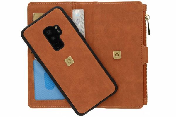 Luxuriöse Portemonnaie-Klapphülle Braun Samsung Galaxy S9 Plus
