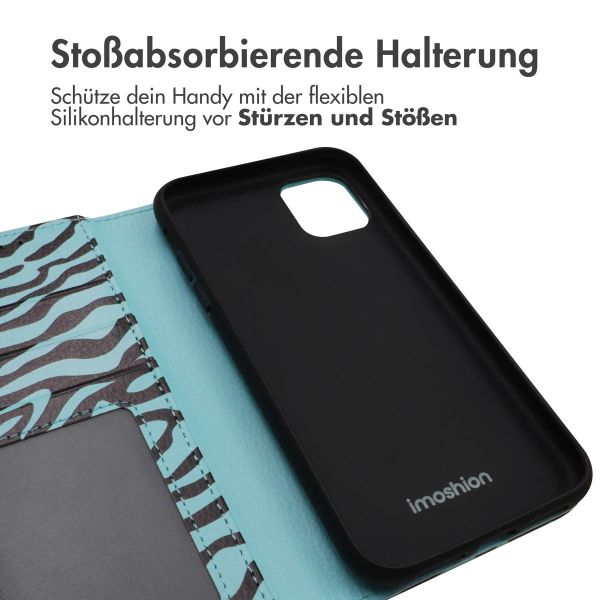 imoshion Design Klapphülle Apple iPhone 11 - Black Blue Stripes
