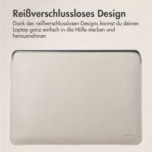 Accezz Leather Laptop Hülle Apple MacBook 15 Zoll - Laptop Sleeve - Beige