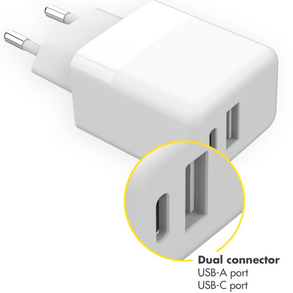 Accezz Wand-Ladegerät mit MFI-zertifiziertem Lightning- auf USB-A-Kabel - 20 Watt - 1 m - Weiß