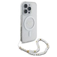 Guess MagSafe IML Glitter Case mit Beads Strap Apple iPhone 16 Pro Max - Transparent