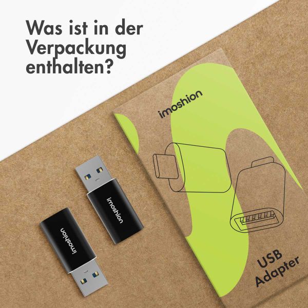 imoshion 2x USB-A 3.1 (Stecker)-auf-USB-C (Buchse)-Adapter – OTG – Schwarz