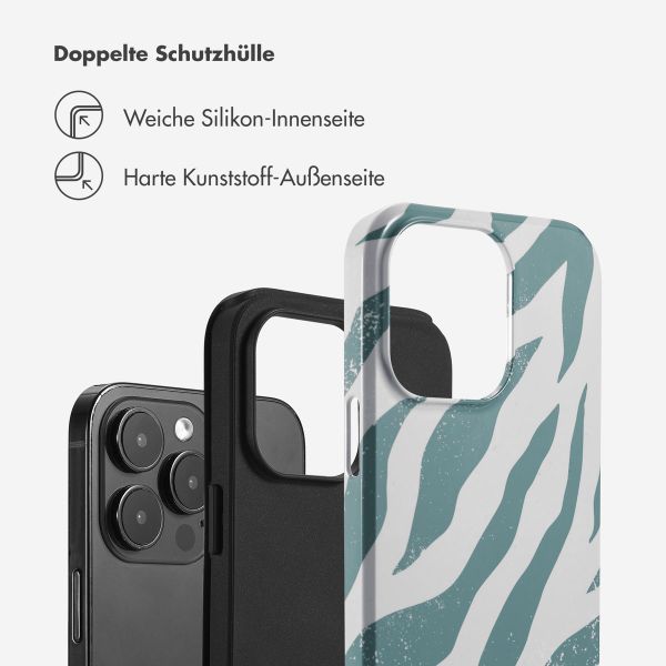 Selencia Vivid Tough Back Cover für das iPhone 14 Pro Max - Colorful Zebra Pine Blue