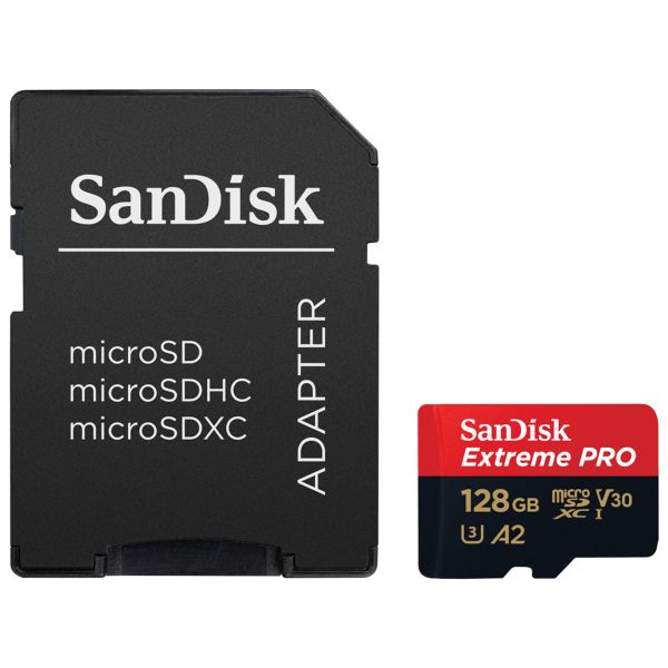 SanDisk microSD Extreme PRO - 128GB - Inklusive SD-Adapter und RescuePro Deluxe - UHS-I/U3/Full HD/4K UHD