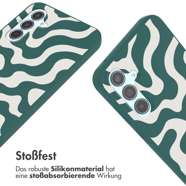 imoshion Silikonhülle design mit Band für das Samsung Galaxy A55 - Petrol Green Groovy