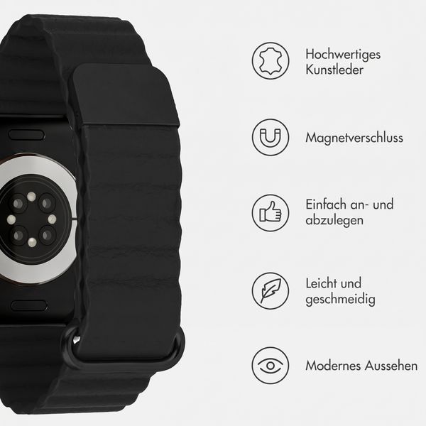 imoshion Magnetisches Kunstlederarmband für Apple Watch | 38/40/41/42 mm - Schwarz