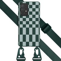 Selencia Silikonhülle design mit abnehmbarem Band für das Samsung Galaxy A53 - Irregular Check Green