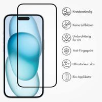 Accezz Dreifach starke Full Cover Schutzfolie mit Applikator für das iPhone 15 Plus - Transparent