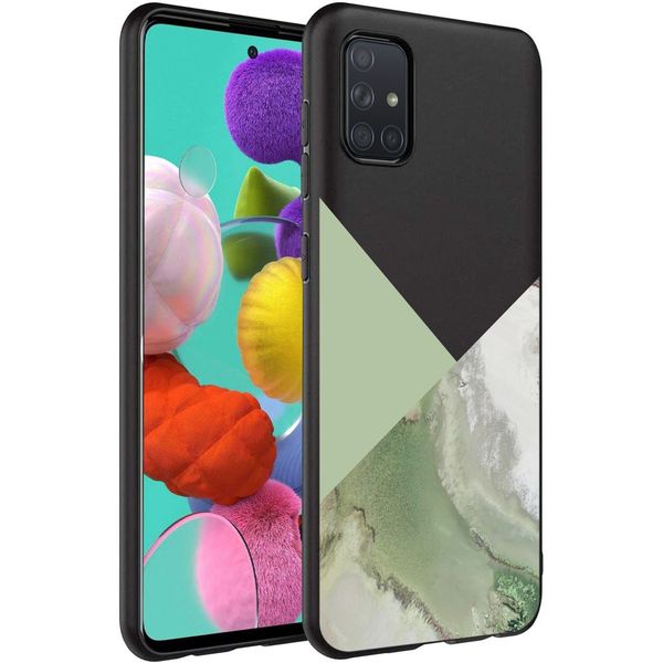 imoshion Design Hülle Samsung Galaxy A71 - Marmor - Grün / Schwarz