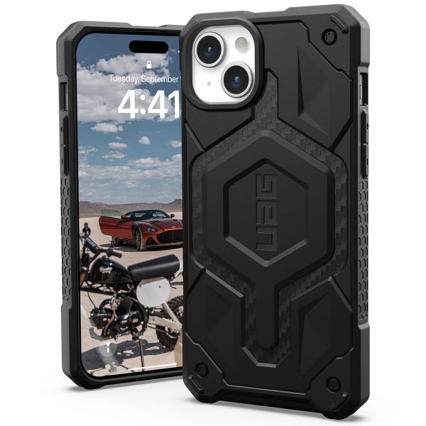 UAG Monarch Pro Backcover für das iPhone 15 Plus - Carbon Fiber