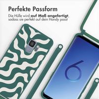 imoshion Silikonhülle design mit Band für das Samsung Galaxy S9 - Petrol Green Groovy