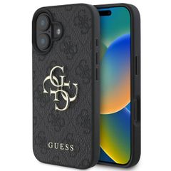 Guess 4G Metal Logo Back Cover Apple iPhone 16 - Schwarz