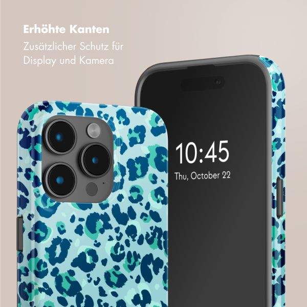 Selencia Vivid Tough Back Cover mit MagSafe für das iPhone 15 Pro - Wild Spots Light Blue