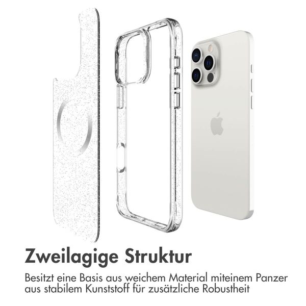 imoshion Glitzer Back Cover mit MagSafe für das iPhone 16 Pro Max - Silber