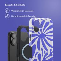 Selencia Vivid Tough Back Cover MagSafe für das iPhone 16 - Modern Bloom Sapphire Blue