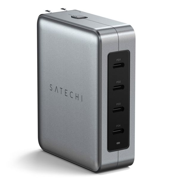 Satechi USB-C 4-Port 145 Watt GaN Reiseladegerät | Schnellladegerät mit Reiseadaptern - Space Grau