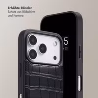 Selencia Nova Croco HandyHülle mit Kordel und Kartenhalter Apple iPhone 17 Pro - Schwarz