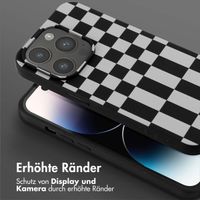 Selencia Silikonhülle design mit abnehmbarem Band für das iPhone 14 Pro - Irregular Check Black