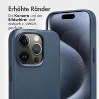 Accezz 2-in-1 Klapphülle aus Leder mit MagSafe für das Apple iPhone 15 Pro - Nightfall Blue