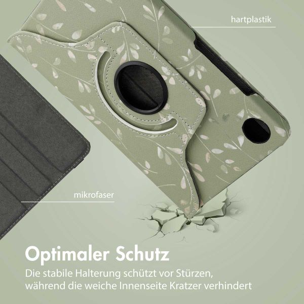 imoshion 360° drehbare Design Klapphülle für das Samsung Galaxy Tab A9 8.7 Zoll - Green Flowers